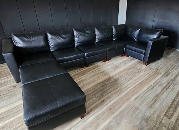 U Shaped Sectional Sofa Black Leather Sectional Sofa