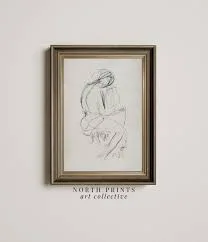 Minimalist Figure Sketch Framed Art