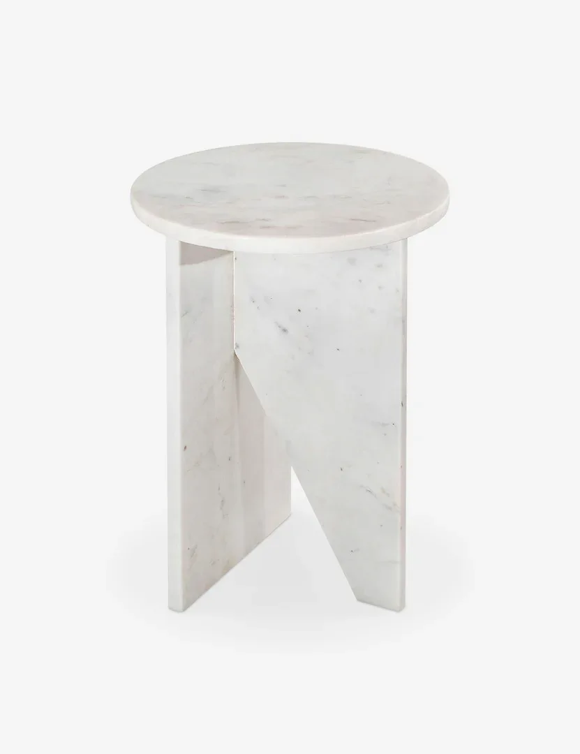 Biagio Round Solid Marble Side Table