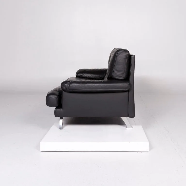 Ligne Roset Melody Modern Black Leather Sofa
