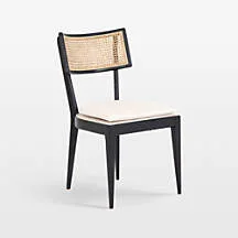 Libby Black Wood and Cane Accent Chair