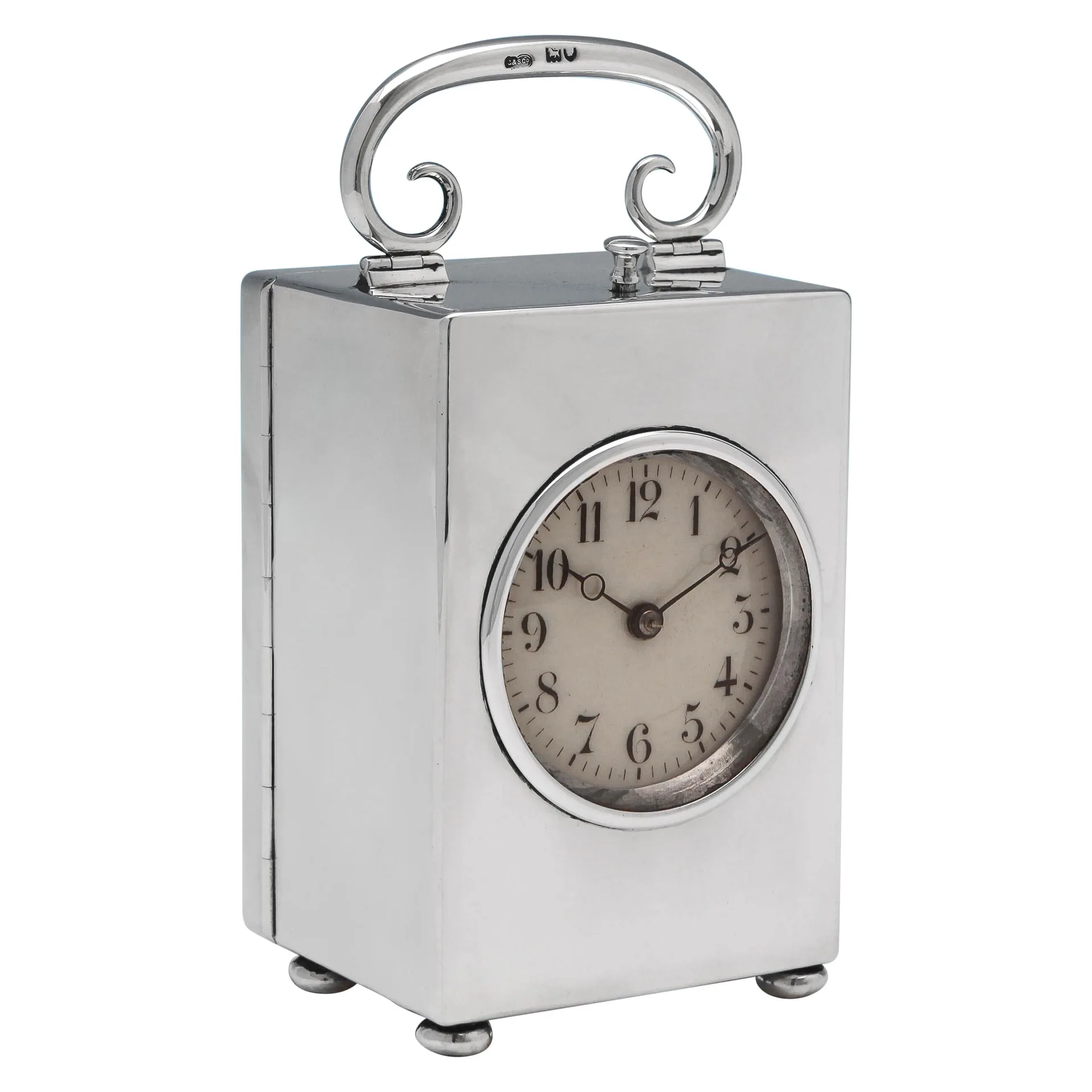 Antique Silver Rectangular Tabletop Clock