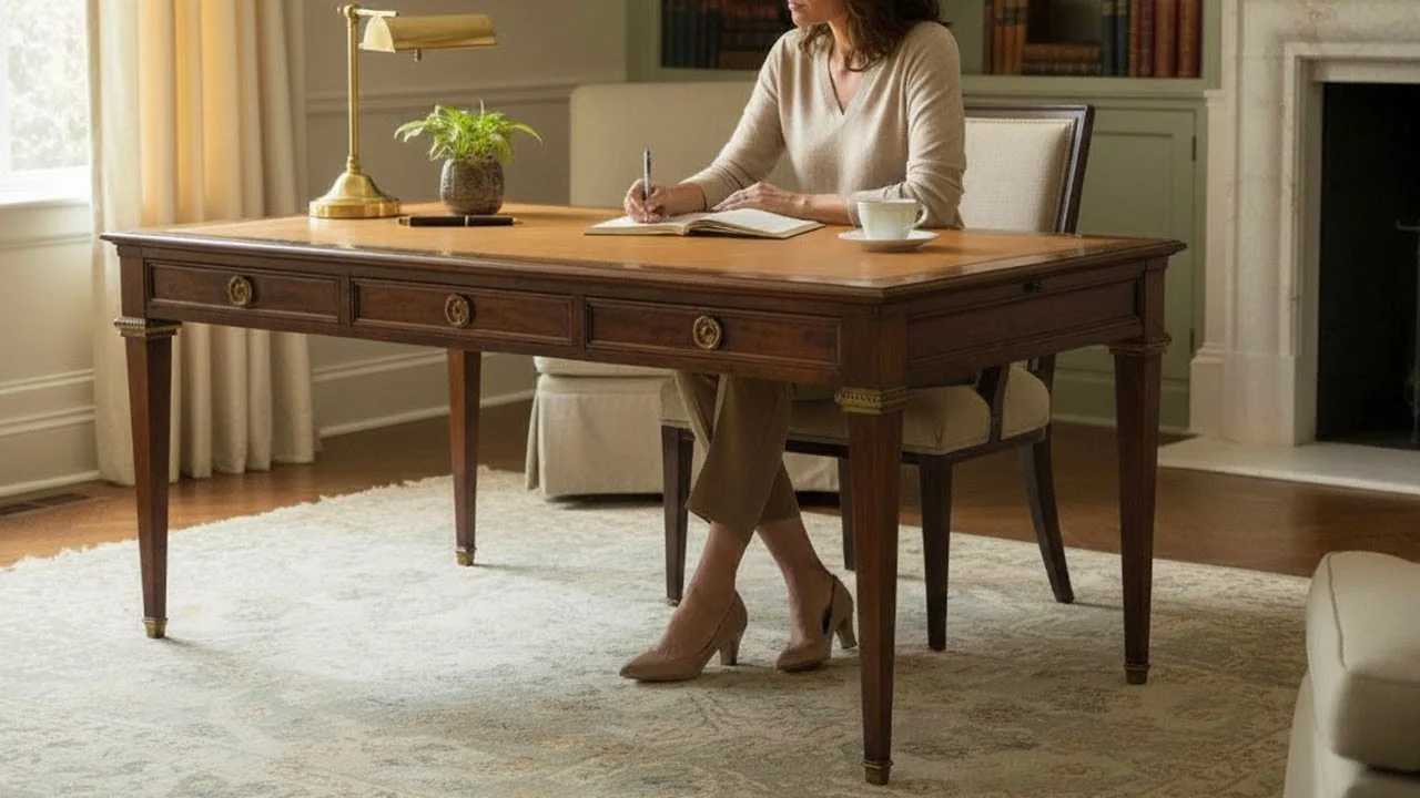 Louis XVI Style Leather Writing Desk