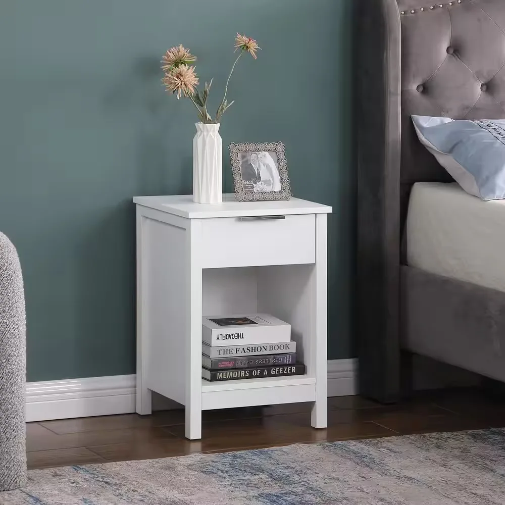 White Rectangular Bedside Table