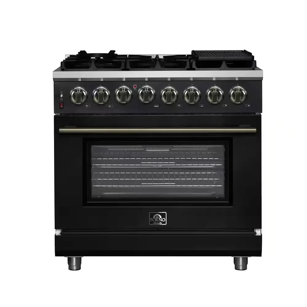 Black Kitchen Range with Antique Brass