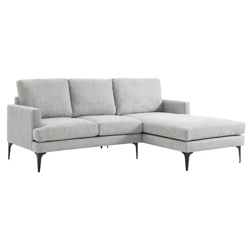 Evermore Modern Gray Fabric Sectional Sofa