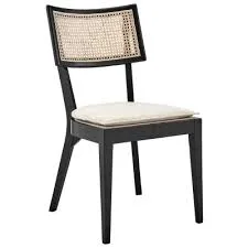 Caledonia Black Wood and Rattan Accent Chair