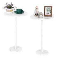Round White Metal Pedestal Side Table