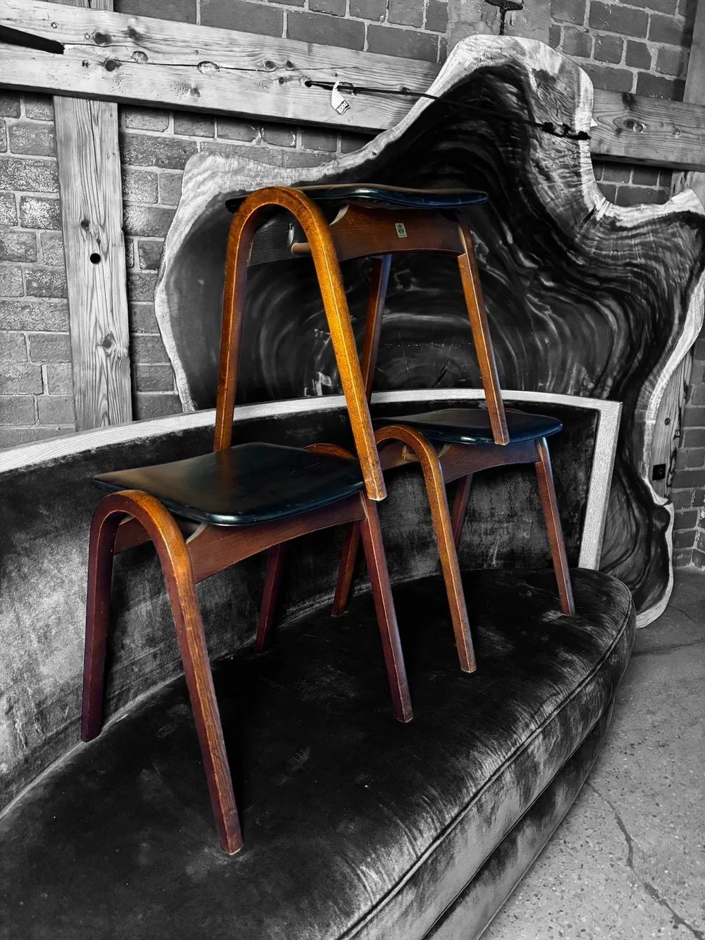 Mid-Century Modern Wood Counter Stool