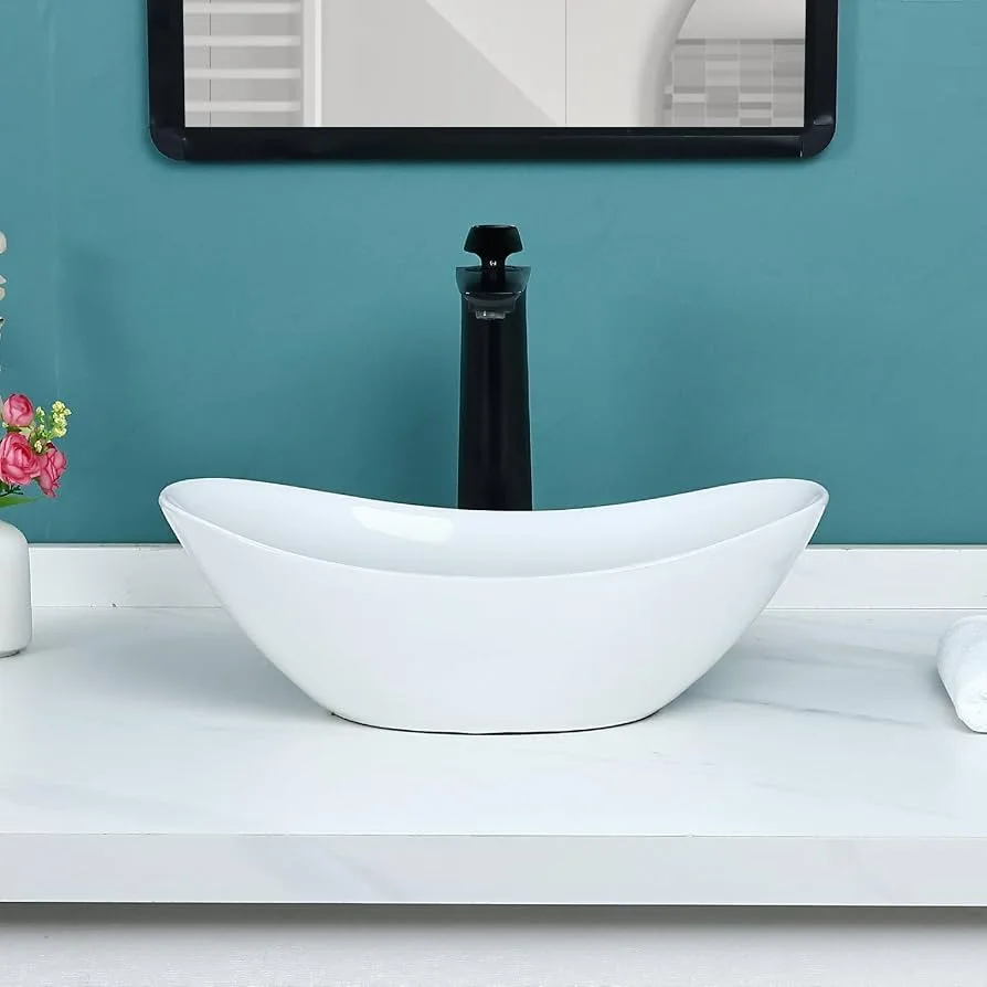 White Oval Vessel Sink