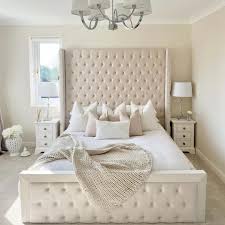 Beige Tufted Upholstered Bed