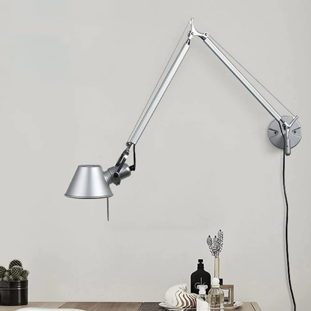 Brushed Aluminum Swing Arm Wall Lamp