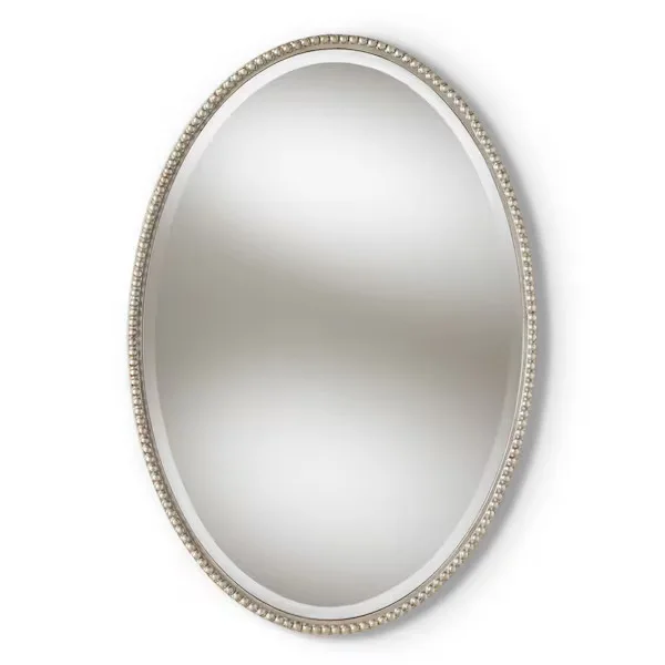 Graca Antique Silver Beaded Oval Mirror