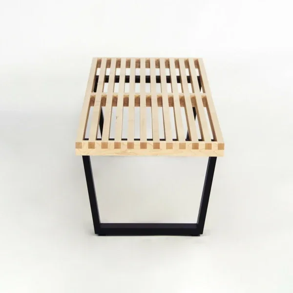 Natural Wood Slat Bench