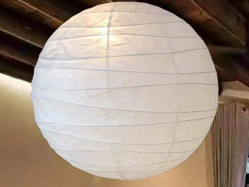 Round White Paper Lantern Pendant Light