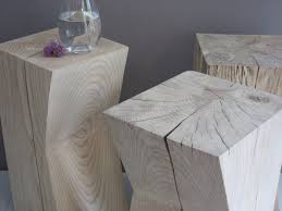 Natural Wooden Block Stool