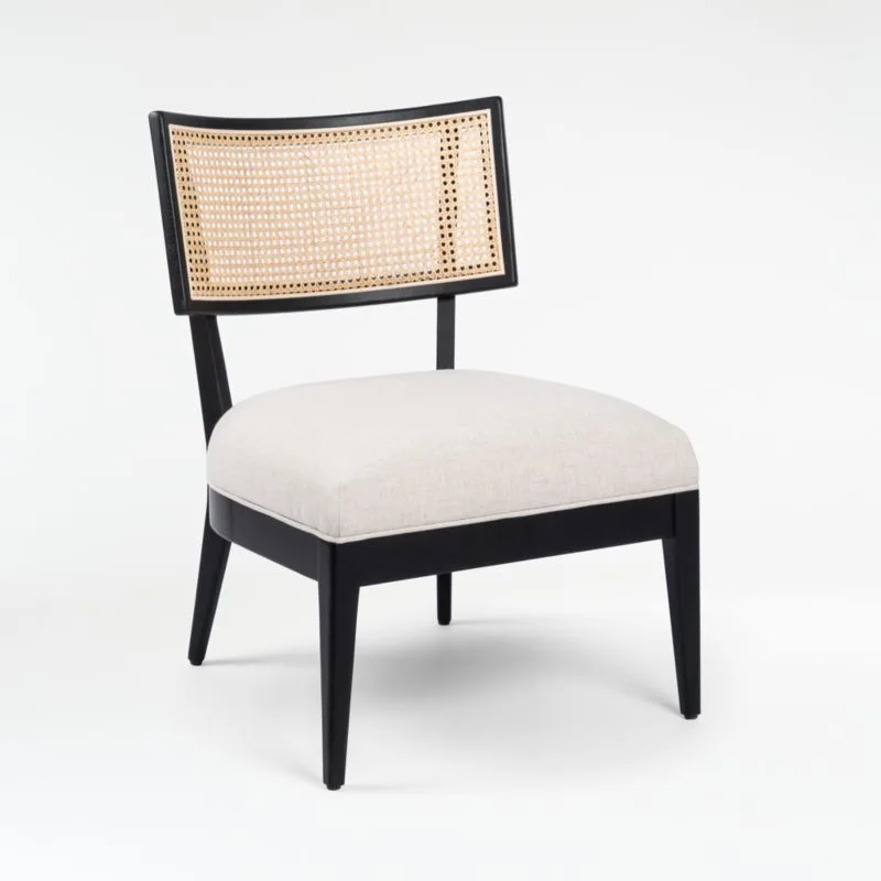 Libby Black Wood and Cane Accent Chair