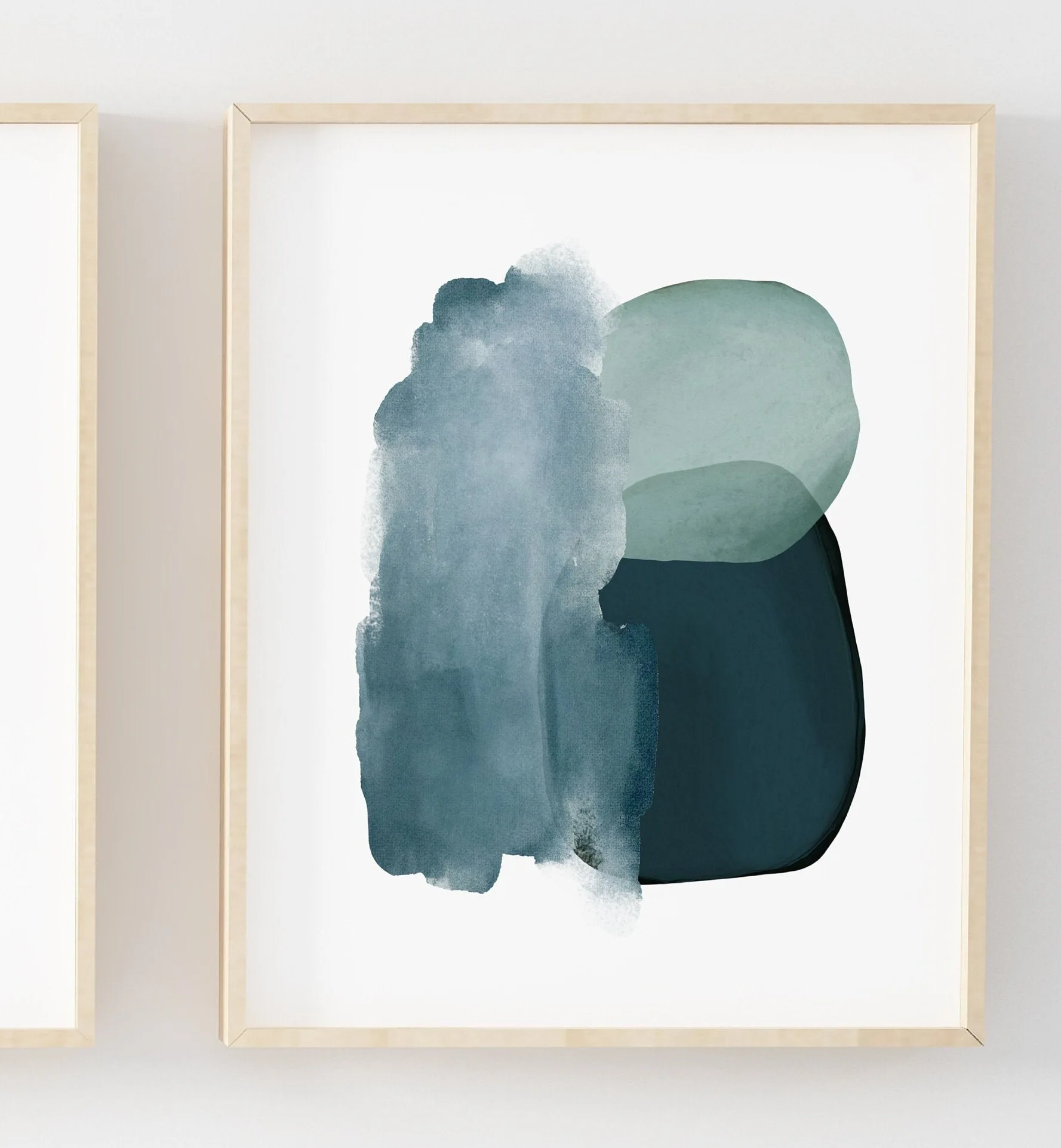 Abstract Blue and Green Framed Wall Art