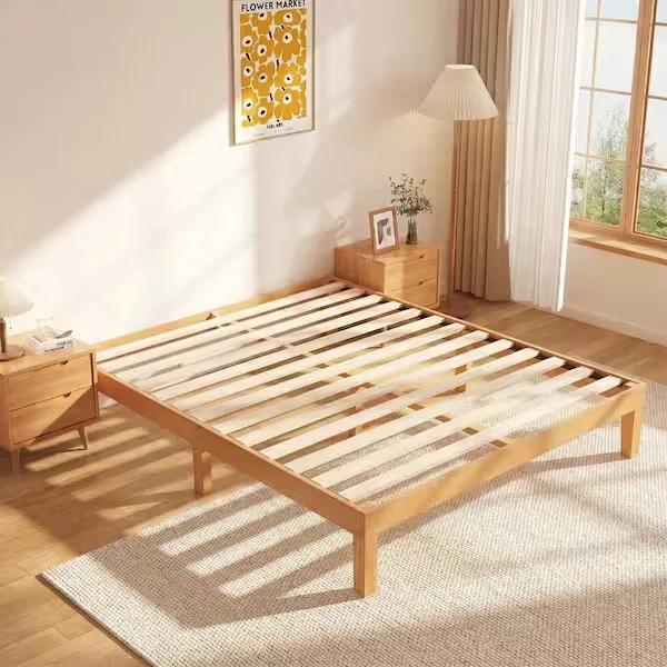 Natural Wooden Platform Bed