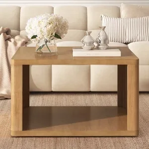 Natural Wood Square Coffee Table