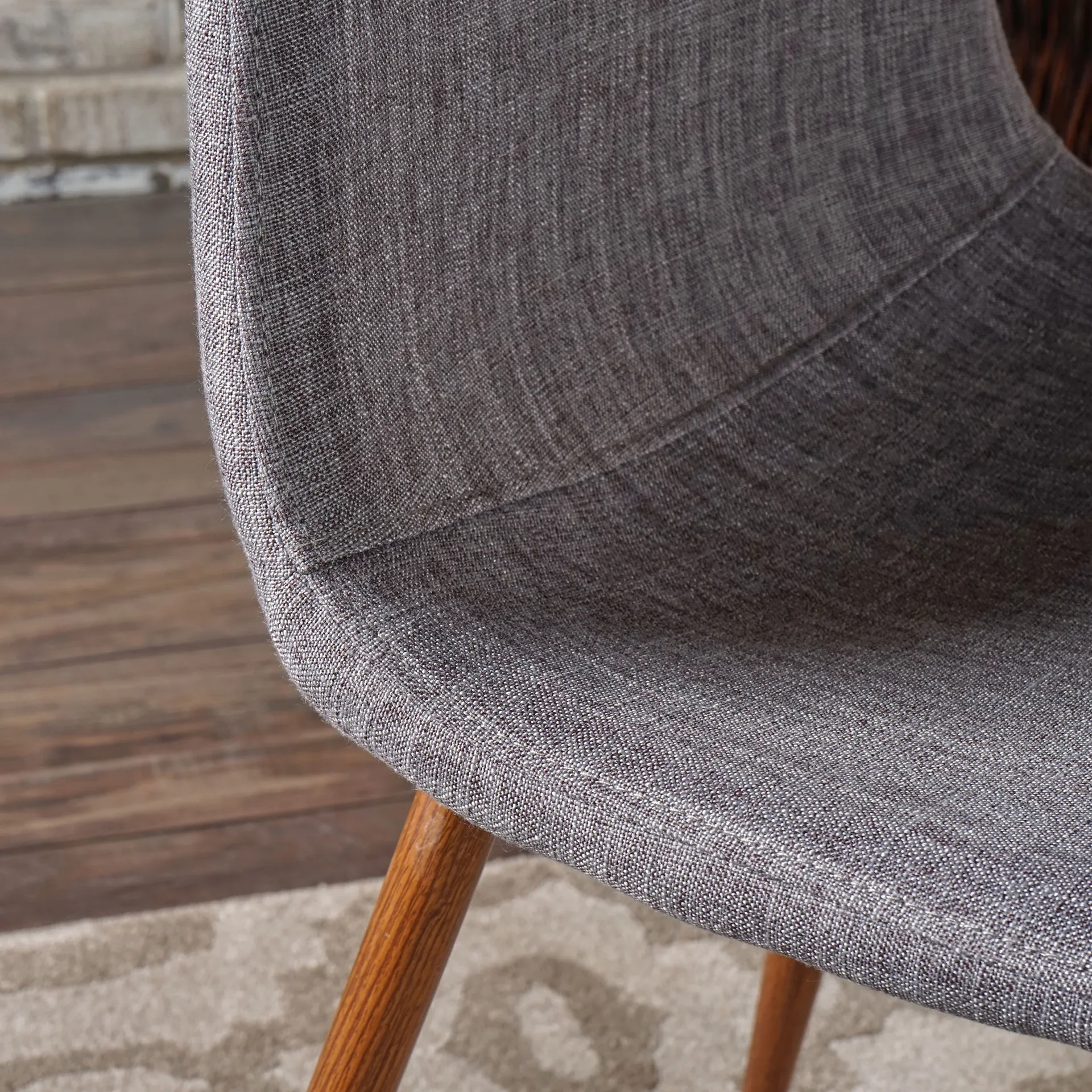 Haleigh Mid-Century Modern Gray Fabric Dining Chair