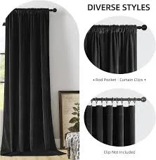 Solid Black Velvet Curtain