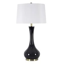 Teardrop Black Glass Table Lamp