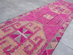 Pink Geometric Wool Area Rug