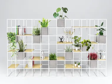 Minimalist White Metal Modular Shelving Unit
