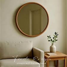 Solid Wood Round Wall Mirror