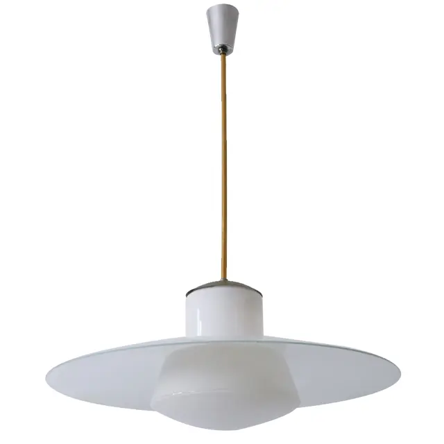 Mid-Century Modern White Glass Pendant Light