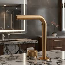 Brushed Gold Deck-Mounted Bathroom Faucet - Delyos