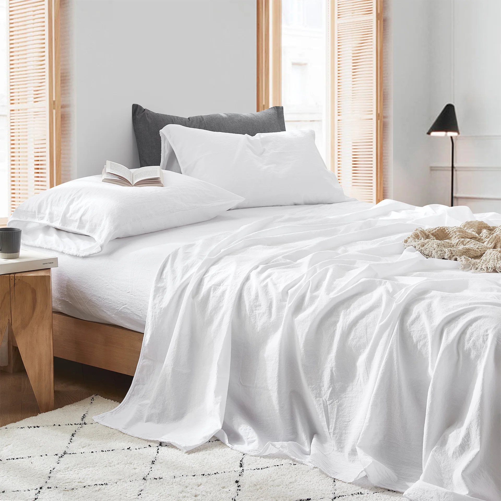 Solid White Cotton Bedding Set