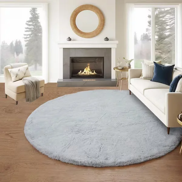 Solid Gray Round Area Rug