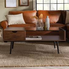 Mid-Century Rectangular Walnut and Glass Coffee Table