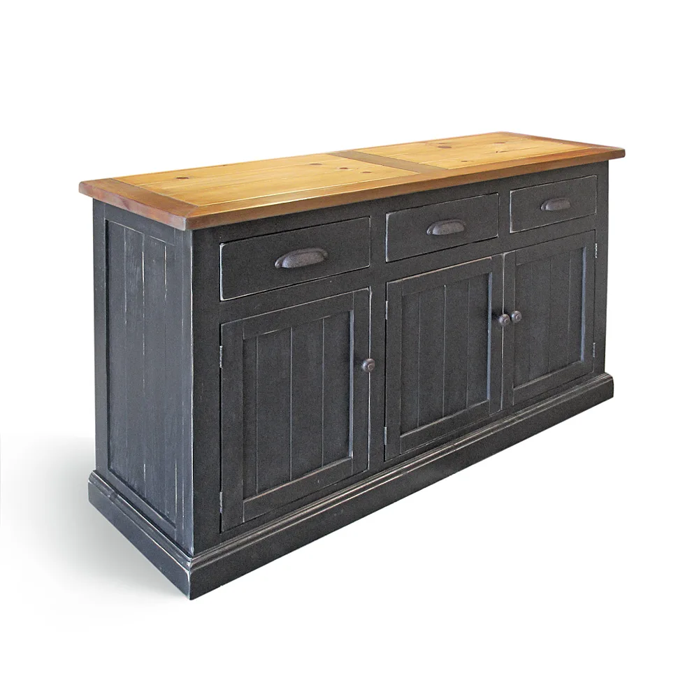 Napa Distressed Black and Wood Sideboard
