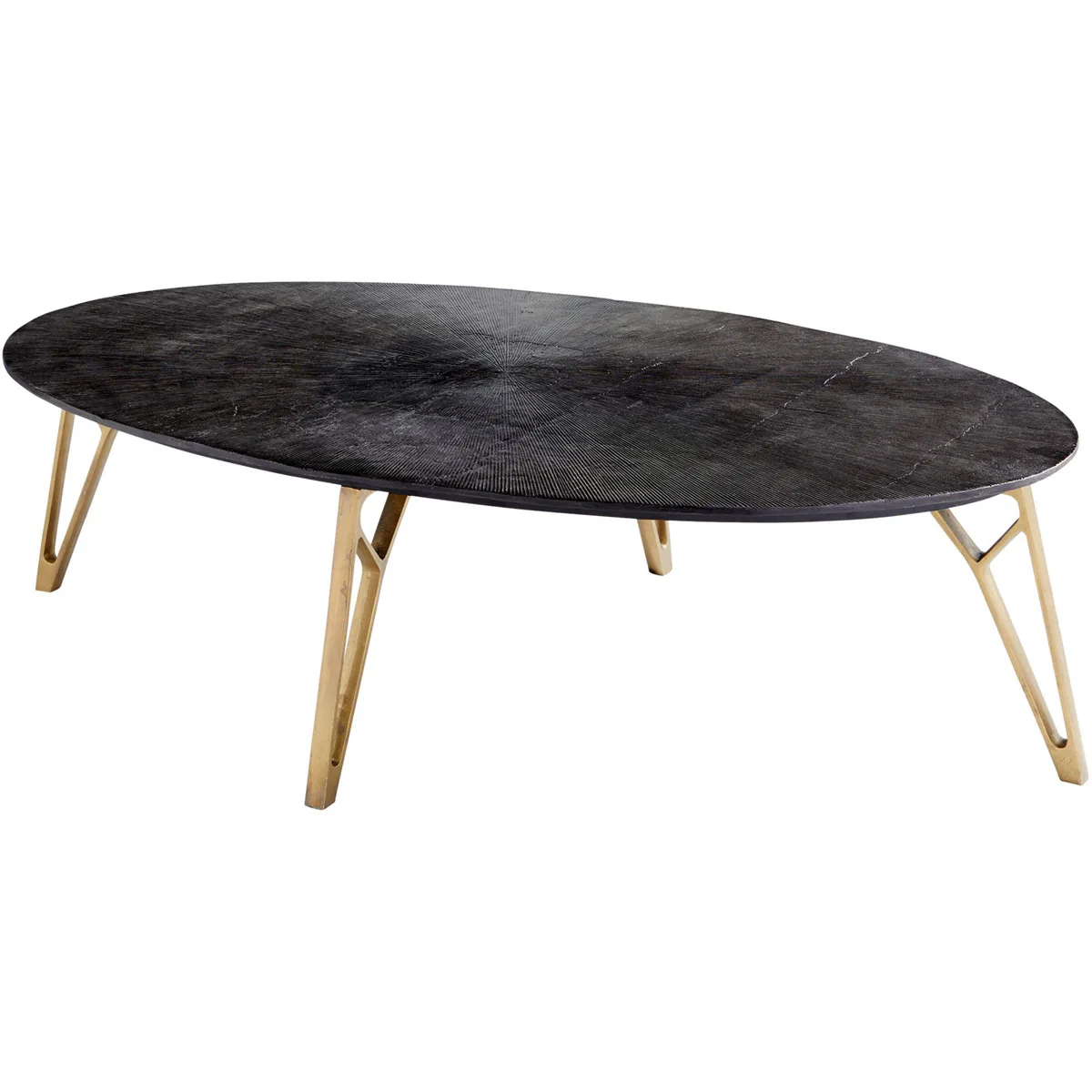 Quartette Oval Bronze and Brass Coffee Table