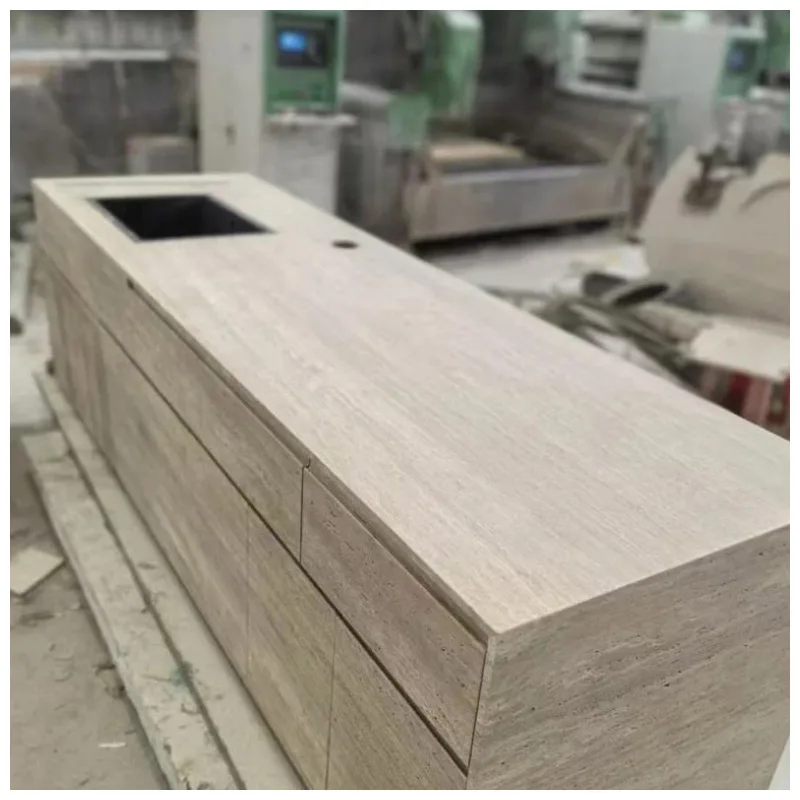 Beige Rectangular Kitchen Island