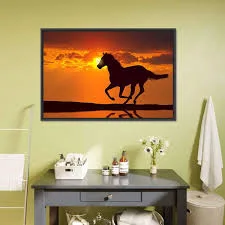 Galloping Horse Silhouette Framed Wall Art