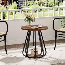 Round Industrial Accent Table
