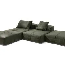 vetsak Olive Leather Modular Sectional Sofa