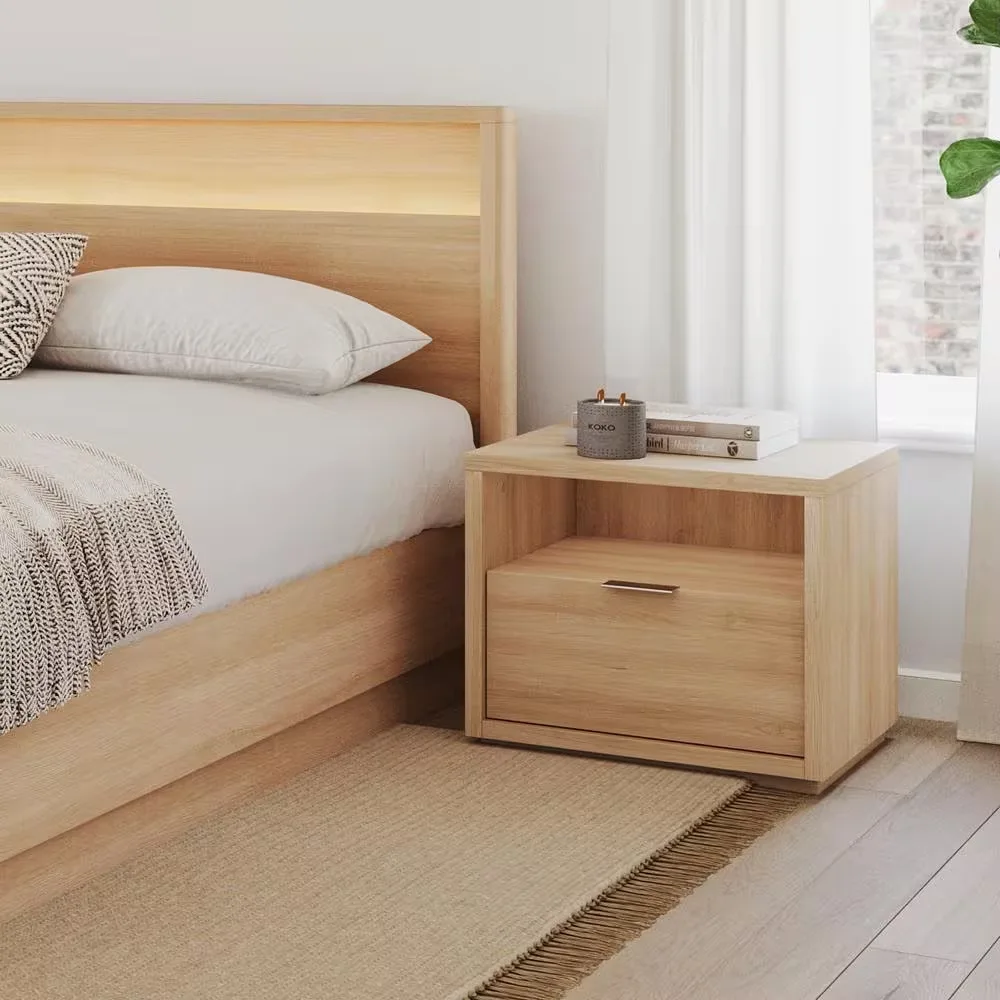 Nexera Natural Oak Wood Nightstand