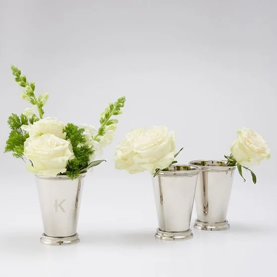 Polished Silver Floral Arrangement In Vase