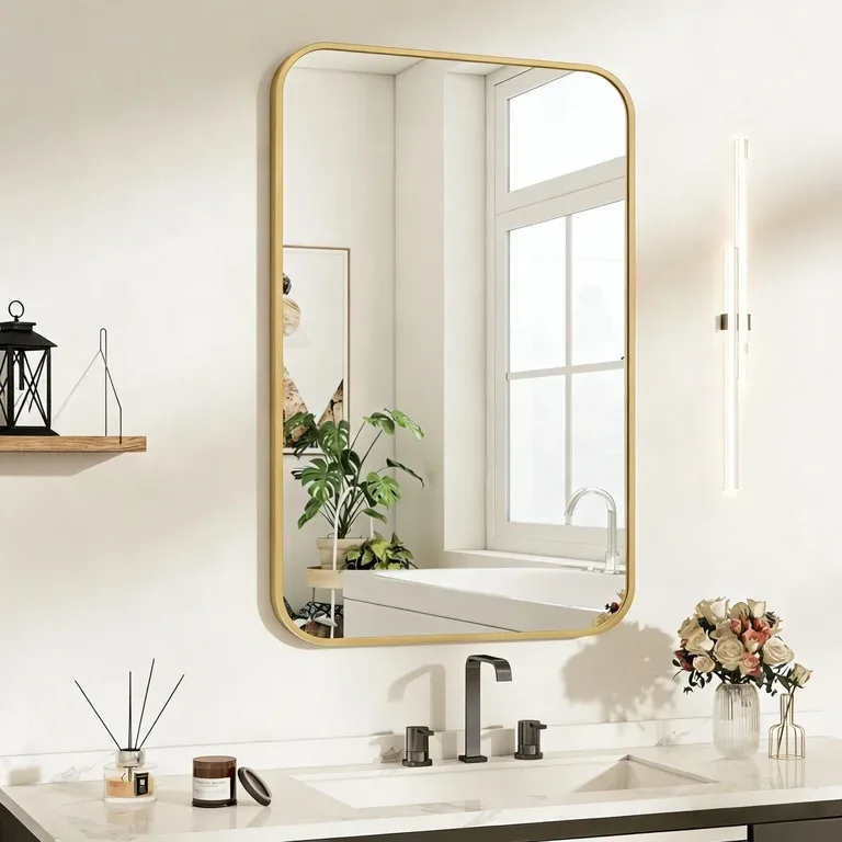 Gold Rectangular Wall Mirror