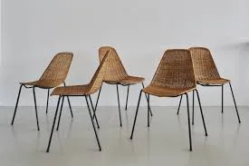Mid-Century Modern Woven Rattan Dining Chair