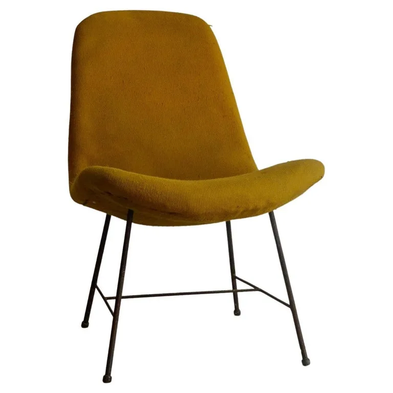Carlo Hauner Yellow Fabric Mid-Century Modern Accent Chair