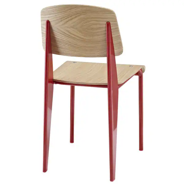 Cabin Oak and Red Steel Desk Chair