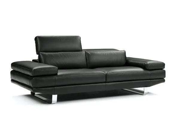 Contemporary Black Leather Sofa