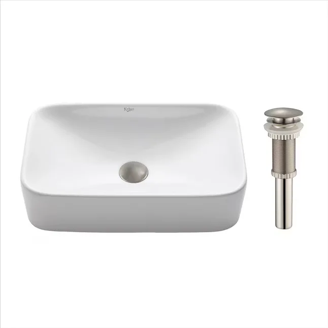 Kraus White Ceramic Rectangular Vessel Sink