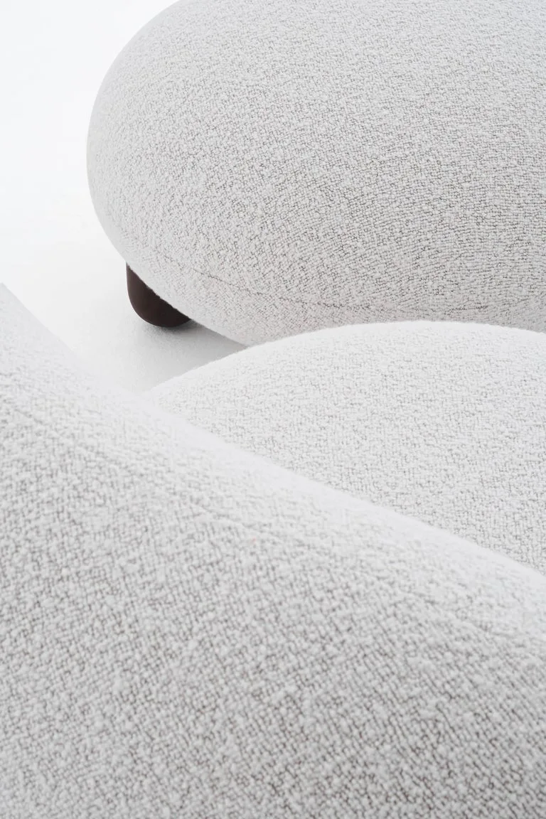 Flock White Boucle Floor Pouf